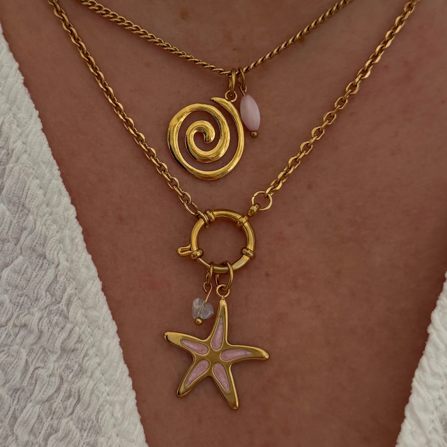 Gold Curb Charm Necklace