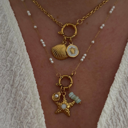 Gold White Turtle Charm