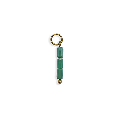 Teal Beaded Charm - Gold