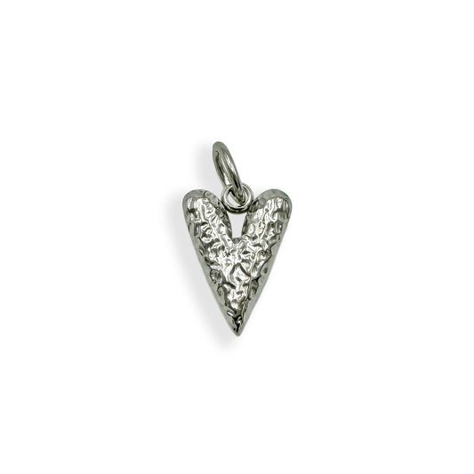 Silver Textured Heart Charm