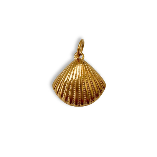 Gold Textured Scallop Charm