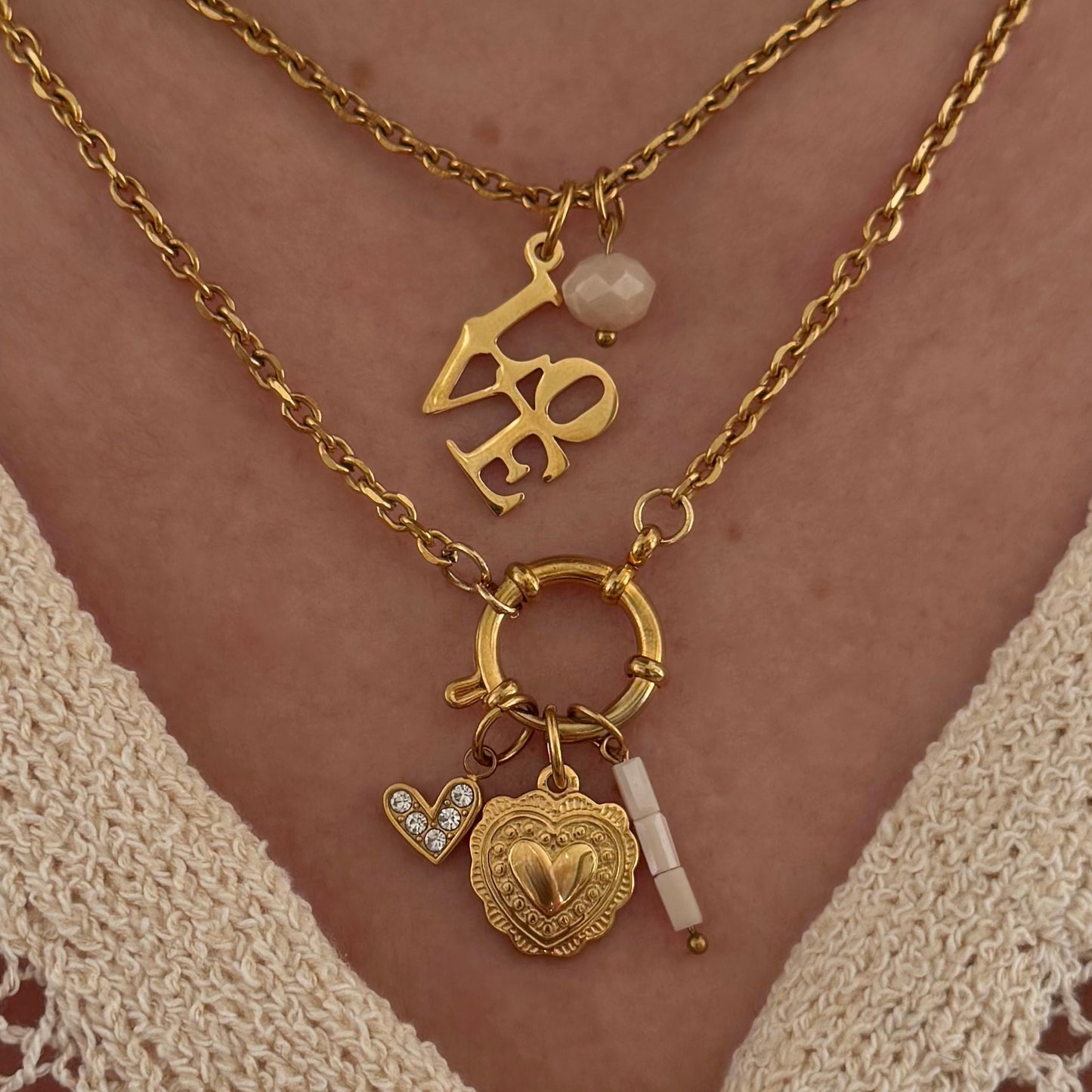Gold Vintage Heart Charm