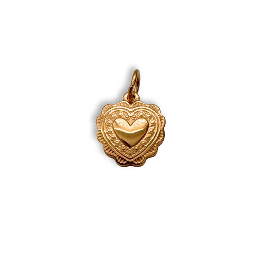 Gold Vintage Heart Charm