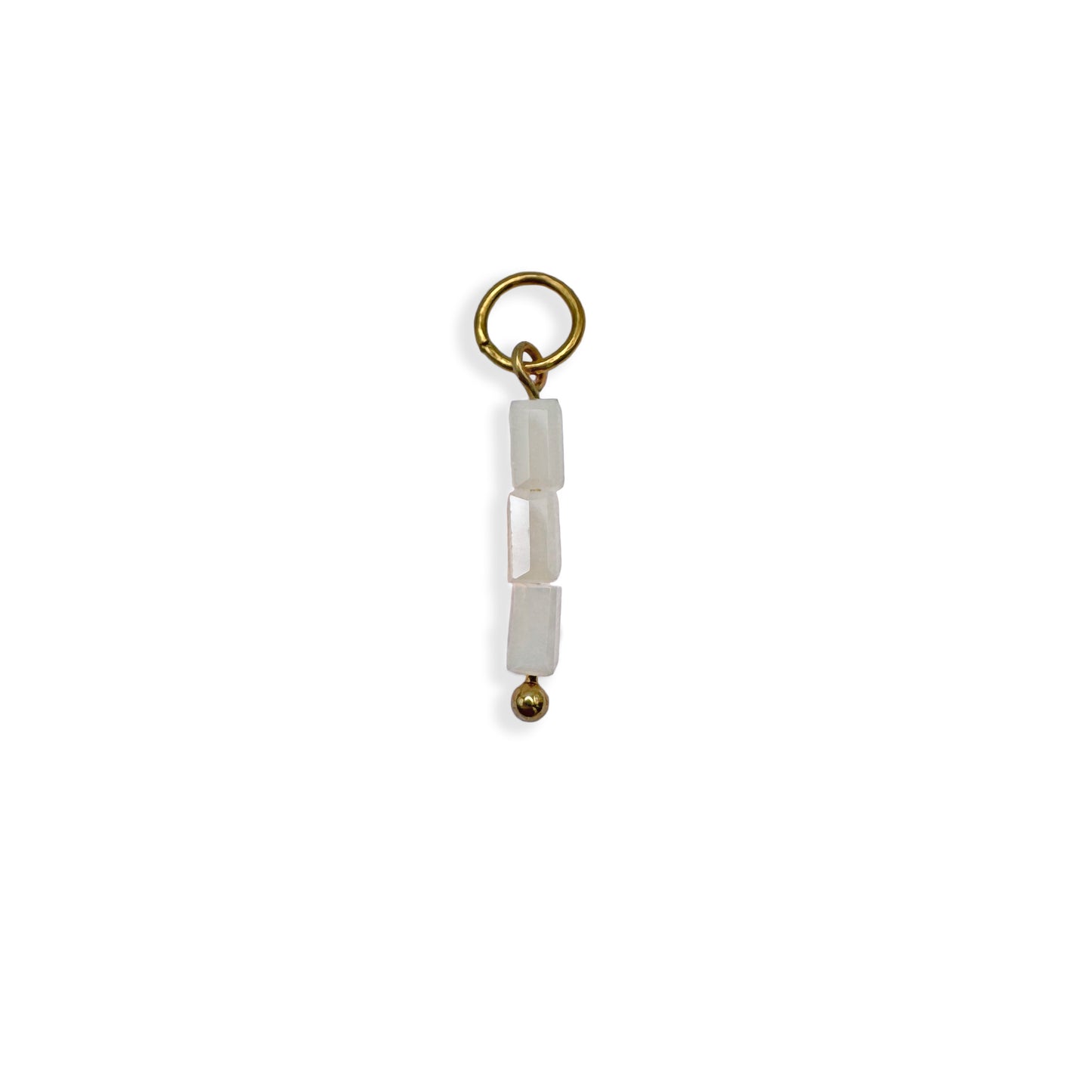 White Cuboid Beaded Charm - Gold