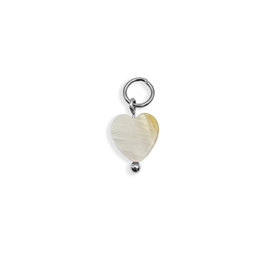 Heart Pearl Charm - Silver