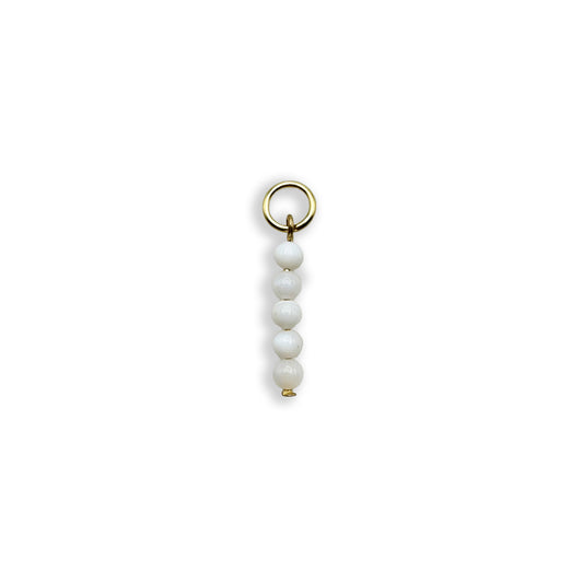 White Pearl Beaded Charm - Gold