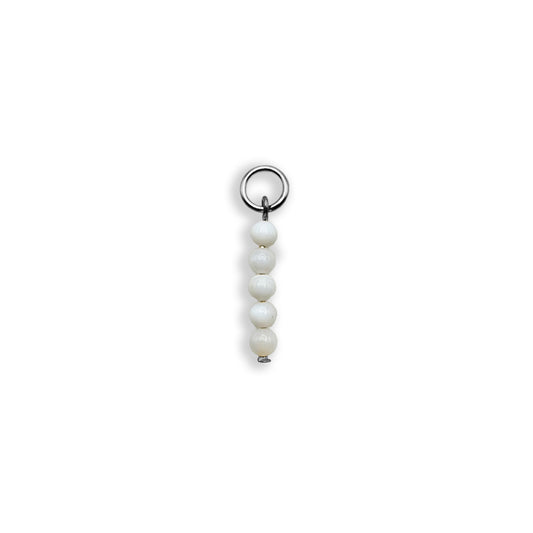 White Pearl Beaded Charm - Silver