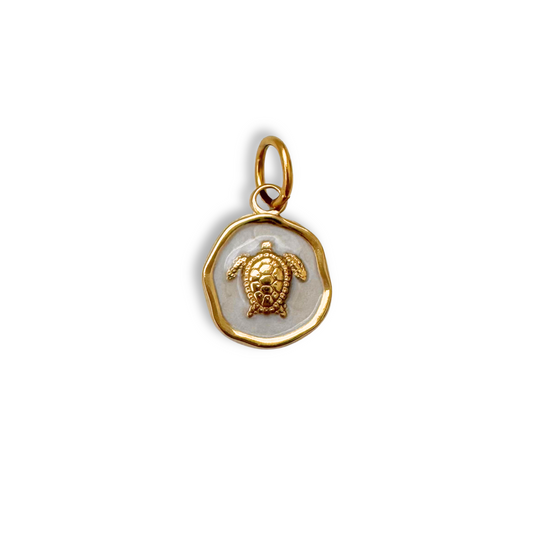 Gold White Turtle Charm